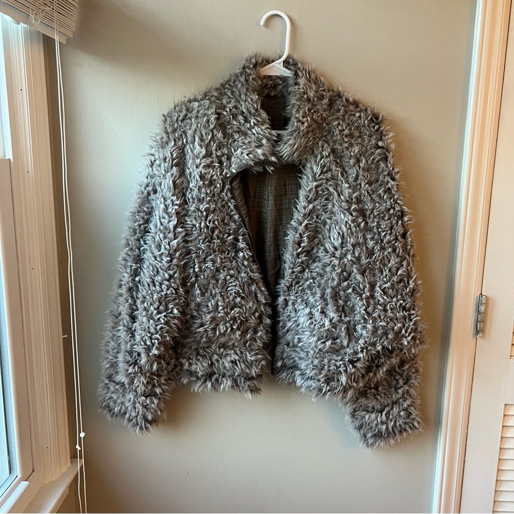 Free People One fuzzy grey jacket